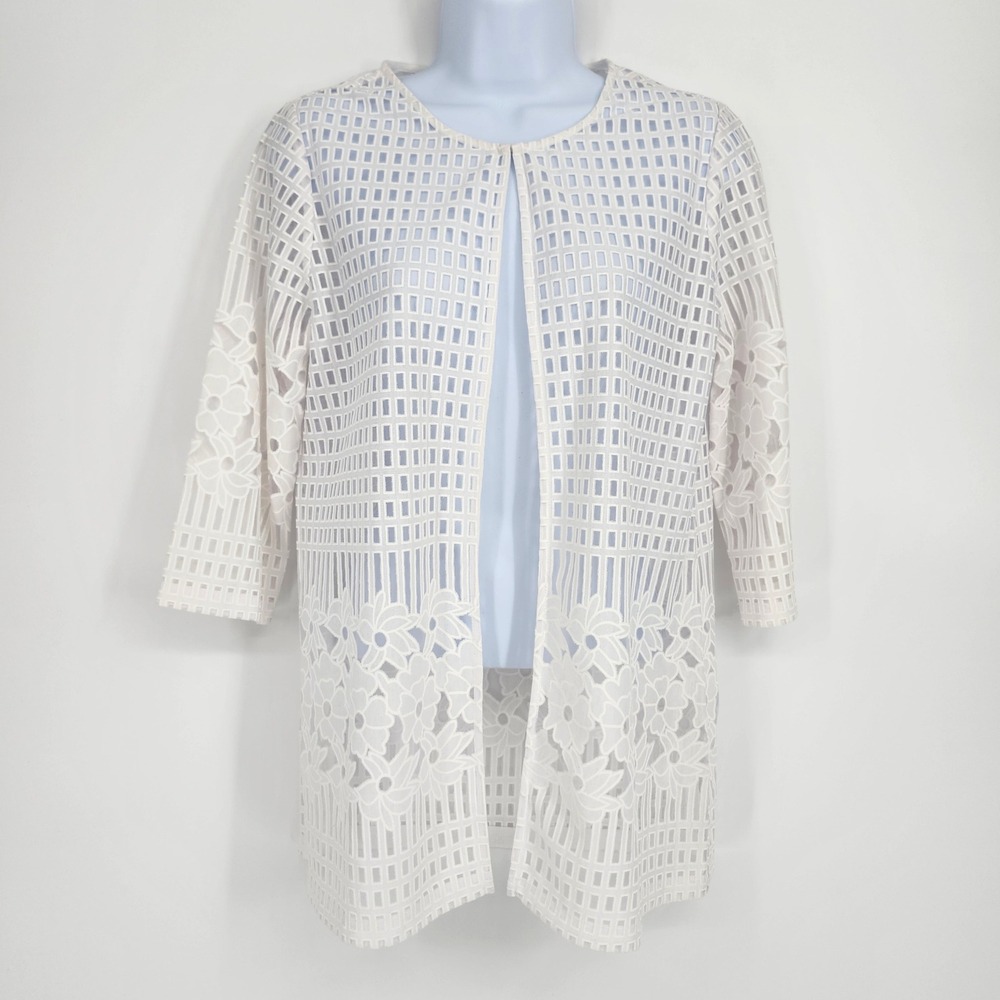 Chicos Travelers Womens Coastal Chic Boho Sheer Cardigan Size 0P/SP Modern Layer